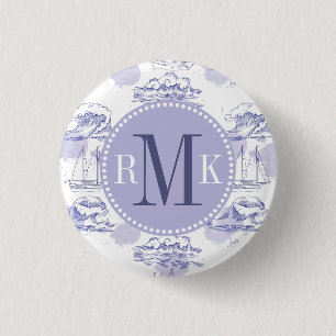 Badge Rond 2,50 Cm Motif des vagues et des navires aquarelles