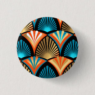 Badge Rond 2,50 Cm Motif d'or feuille en palmier géométrique Art Déco