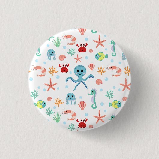 Badge Rond 2,50 Cm Motif du monde marin (Devant)