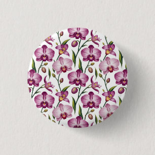 Badge Rond 2,50 Cm Motif élégant sans couture d'orchidée violette et