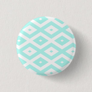 Badge Rond 2,50 Cm Motif en diamant Turquoise et blanc