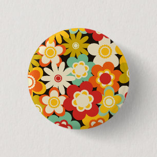 Badge Rond 2,50 Cm Motif floral mignon rétro coloré vif