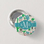 Badge Rond 2,50 Cm Motif floral naturel mignon de cactus (Devant & derrière)
