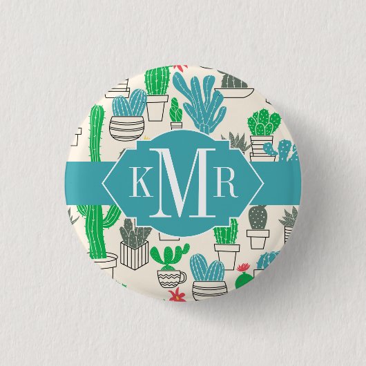Badge Rond 2,50 Cm Motif floral naturel mignon de cactus (Devant)
