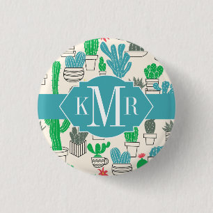 Badge Rond 2,50 Cm Motif floral naturel mignon de cactus