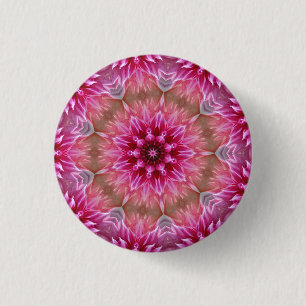 Badge Rond 2,50 Cm Motif géométrique à fleurs rose Mandala-67545