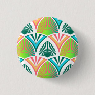 Badge Rond 2,50 Cm Motif géométrique avec feuilles de palme et fleurs