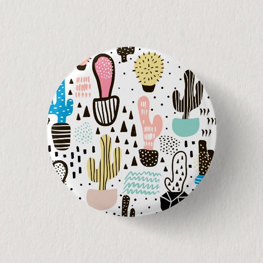 Badge Rond 2,50 Cm Motif géométrique de cactus moderne (Devant)