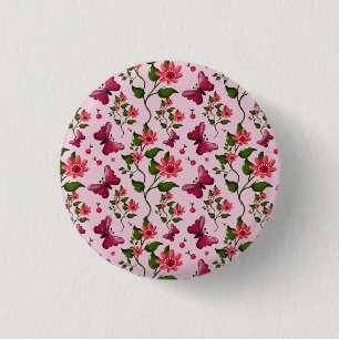 Badge Rond 2,50 Cm Motif joli papillon Cerise, Fruit Kawaii brillant