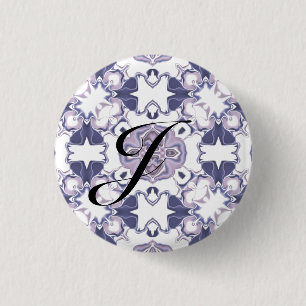 Badge Rond 2,50 Cm Motif Kaléidoscope Violet #1 Monogramme
