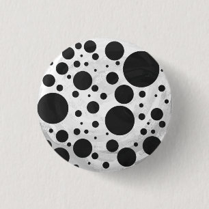 Badge Rond 2,50 Cm Motif Kohl Black Polka