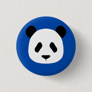 Badge Rond 2,50 Cm Motif Panda minimaliste - Bleu Cobalt