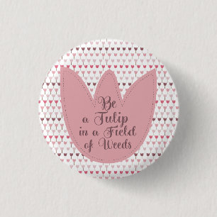 Badge Rond 2,50 Cm Motif simple de tulipe rose