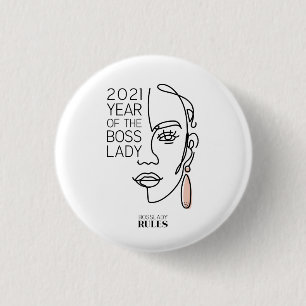 Badge Rond 2,50 Cm Motivation Boss Lady Line Typographie d'art