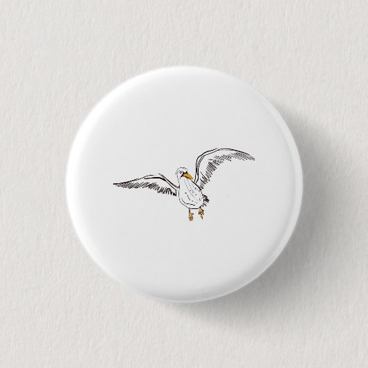 Badge Rond 2,50 Cm Mouette blanche oiseau (Devant)
