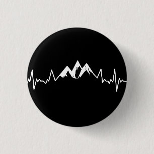 Badge Rond 2,50 Cm Mountain Range Heartbeat Pulse Line