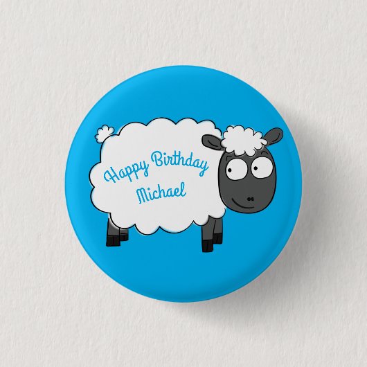 Badge Rond 2,50 Cm Mouton Anniversaire Soirée Caricature (Devant)