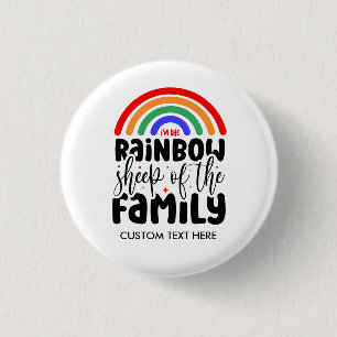 Badge Rond 2,50 Cm MOUTON ARC-EN-CIEL DE LA FAMILLE Drôle Gay