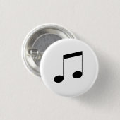Badge Rond 2,50 Cm Music One Black Beam Note, (Devant & derrière)