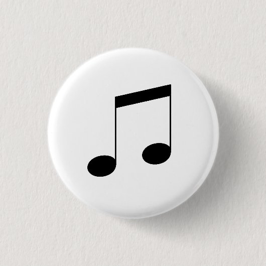 Badge Rond 2,50 Cm Music One Black Beam Note, (Devant)