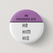 Badge Rond 2,50 Cm My pronouns He Him His (Devant)