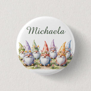 Badge Rond 2,50 Cm Nains de printemps dans une prairie