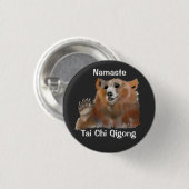 Badge Rond 2,50 Cm Namaste Tai Chi Qigong Bear (Devant & derrière)