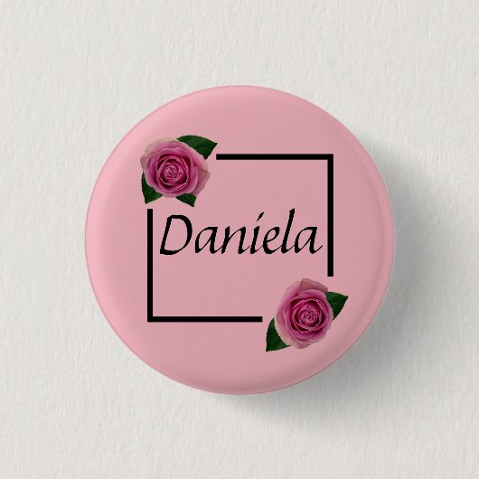 Badge Rond 2,50 Cm Namensschild mit Rosen (Devant)