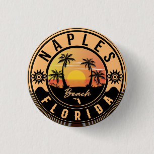 Badge Rond 2,50 Cm Naples Florida Beach Retro Sunset Souvenirs