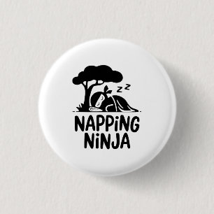 Badge Rond 2,50 Cm Napping Ninja - Ninja Sleepy mignonne Art Drôle Sl