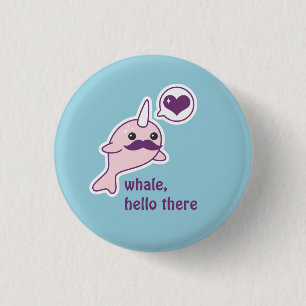 Badge Rond 2,50 Cm Narwhal drôle avec la moustache