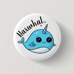 Badge Rond 2,50 Cm Narwhal Mignon Kawaii