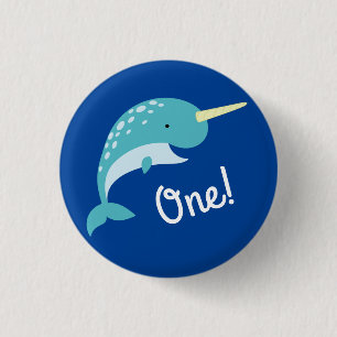 Badge Rond 2,50 Cm Narwhals Ocean Fête d'anniversaire pour enfants