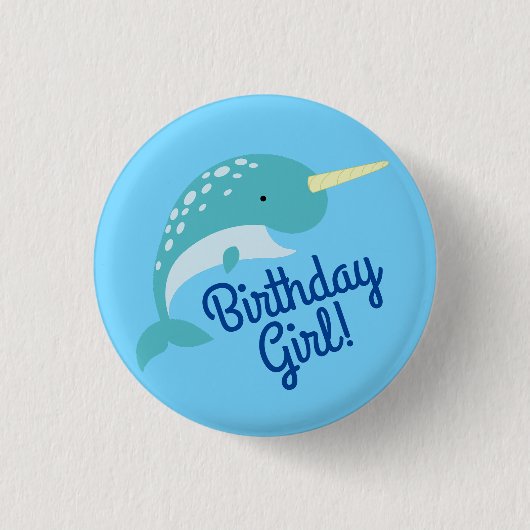 Badge Rond 2,50 Cm Narwhals Ocean Fête d'anniversaire pour enfants (Devant)