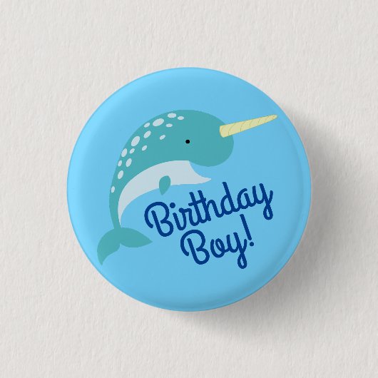Badge Rond 2,50 Cm Narwhals Ocean Fête d'anniversaire pour enfants (Devant)