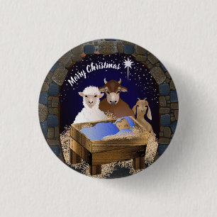 Badge Rond 2,50 Cm Nativité de Noël Bébé Jésus