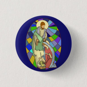 Badge Rond 2,50 Cm Nativité en verre tendu