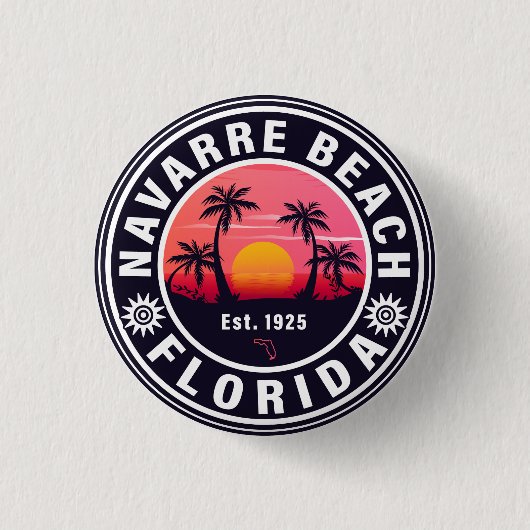 Badge Rond 2,50 Cm Navarre Floride Plage Retro Sunset Palmiers 60s (Devant)