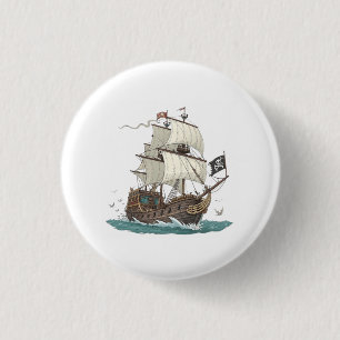 Badge Rond 2,50 Cm Navire Pirate