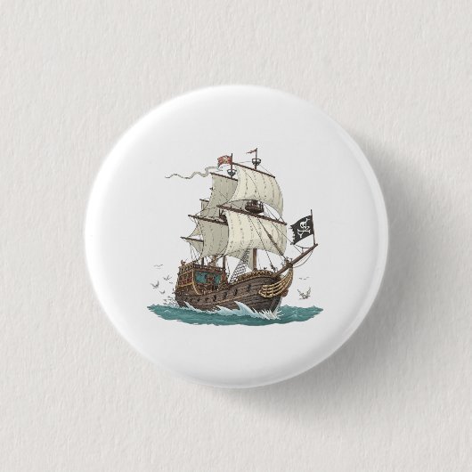 Badge Rond 2,50 Cm Navire Pirate (Devant)