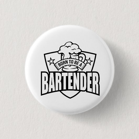 Badge Rond 2,50 Cm Né comme barman (Devant)