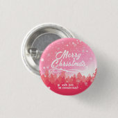Badge Rond 2,50 Cm Neige blanche rose Forêt pacifique Joyeux Noël (Devant & derrière)