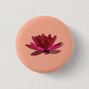 Badge Rond 2,50 Cm Nénuphar rose rouge