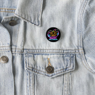 Badge Rond 2,50 Cm Neon Llow Look Halloween Citrouilles chauves-souri