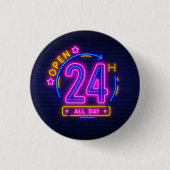Badge Rond 2,50 Cm Neon Stores ouvert 24h/24 (Devant)