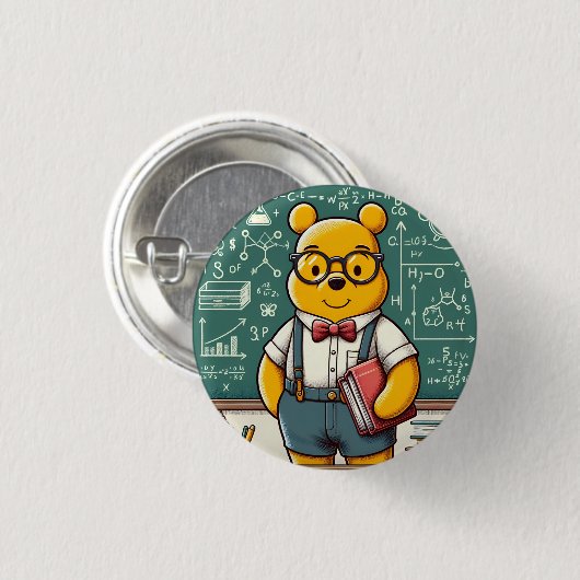 Badge Rond 2,50 Cm Nerd Winnie l'Ooh 1 (Devant & derrière)