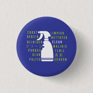 Badge Rond 2,50 Cm Nettoyer dans chaque langue