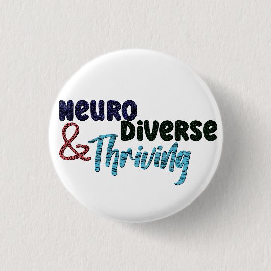 Badge Rond 2,50 Cm Neurodivers et prospères | Neurodiversité (Devant)