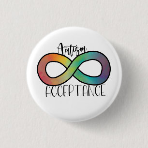 Badge Rond 2,50 Cm Neurodiversité Acceptation de l'autisme Arc-en-cie