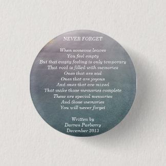 Badge Rond 2,50 Cm "Never Forget" poem - Button